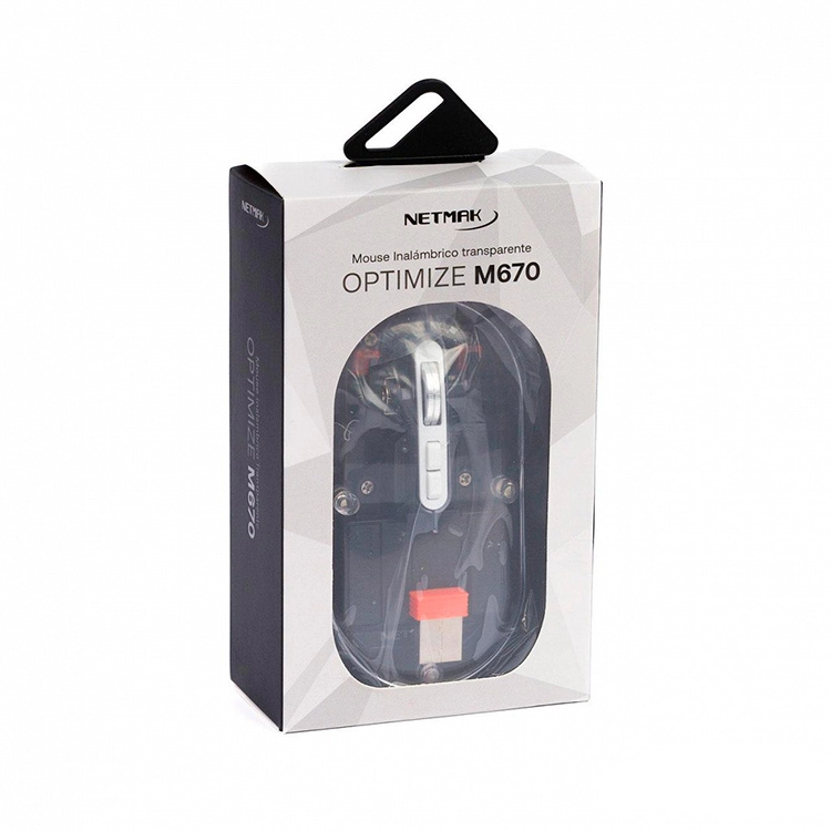 Mouse Netmak Optimize M670 Inalambrico Transparente Negro 2.4GHZ BT 5.0 Art.NM-M670